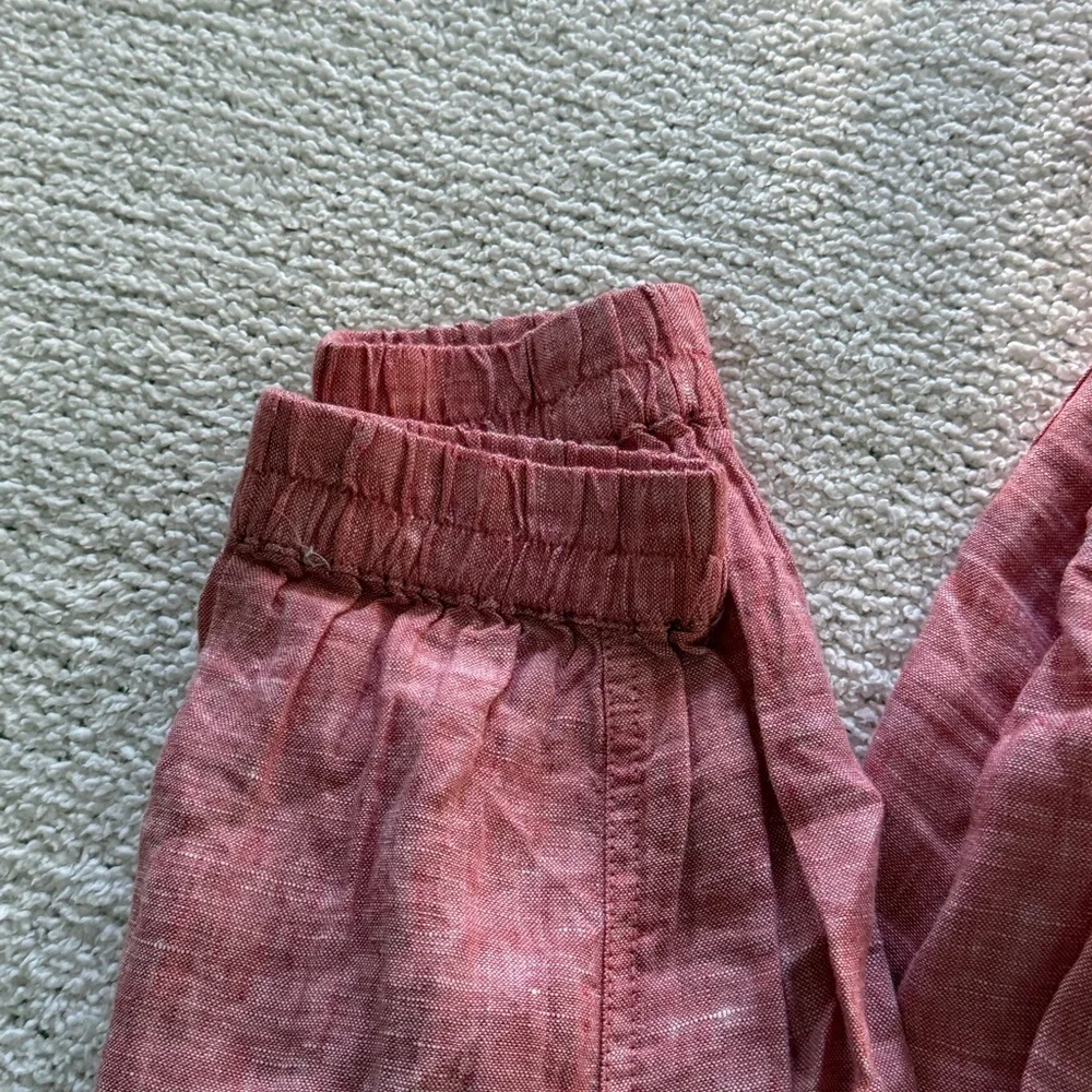 Nicole Miller Light Red 100% Linen Joggers Pants Size Small - Picture 7 of 8